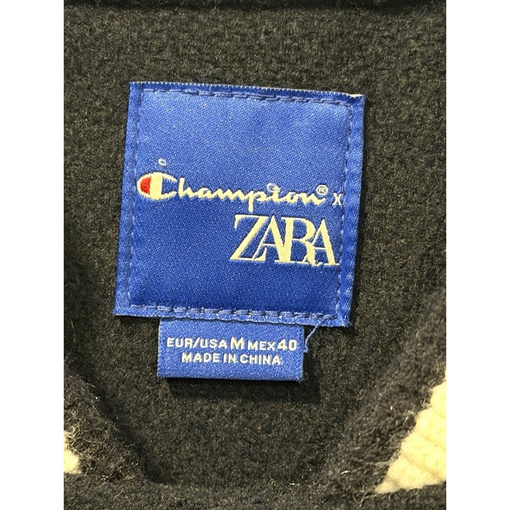 Zara x Champion Varsity Jacket Black Jagged Granite Peaks Class of 75 Size M - Picture 11 of 16